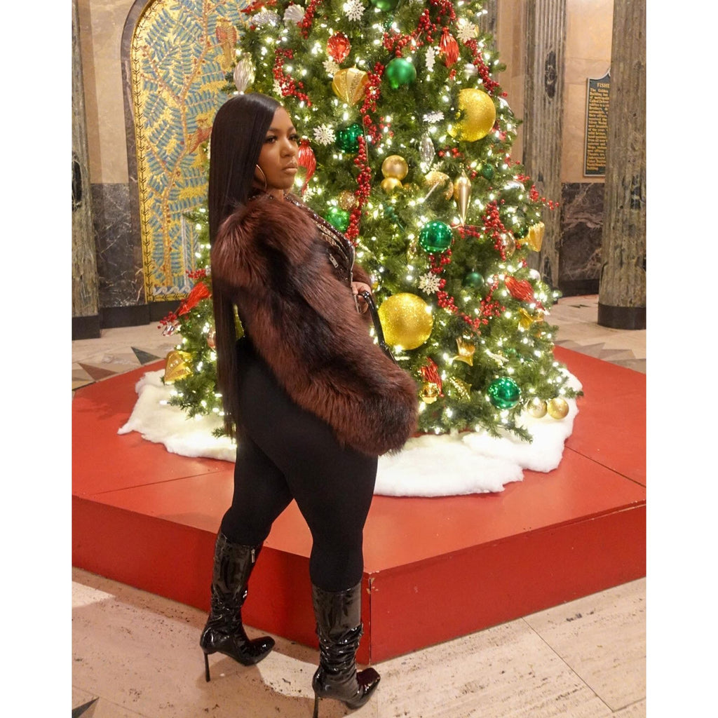 Foxy Fur Biker Jacket (Blush Rose) The Fashion bar