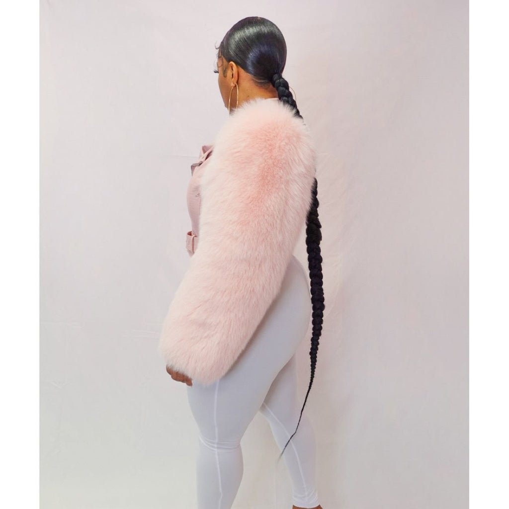 Foxy Fur Biker Jacket (BubbleGum Pink) The Fashion bar
