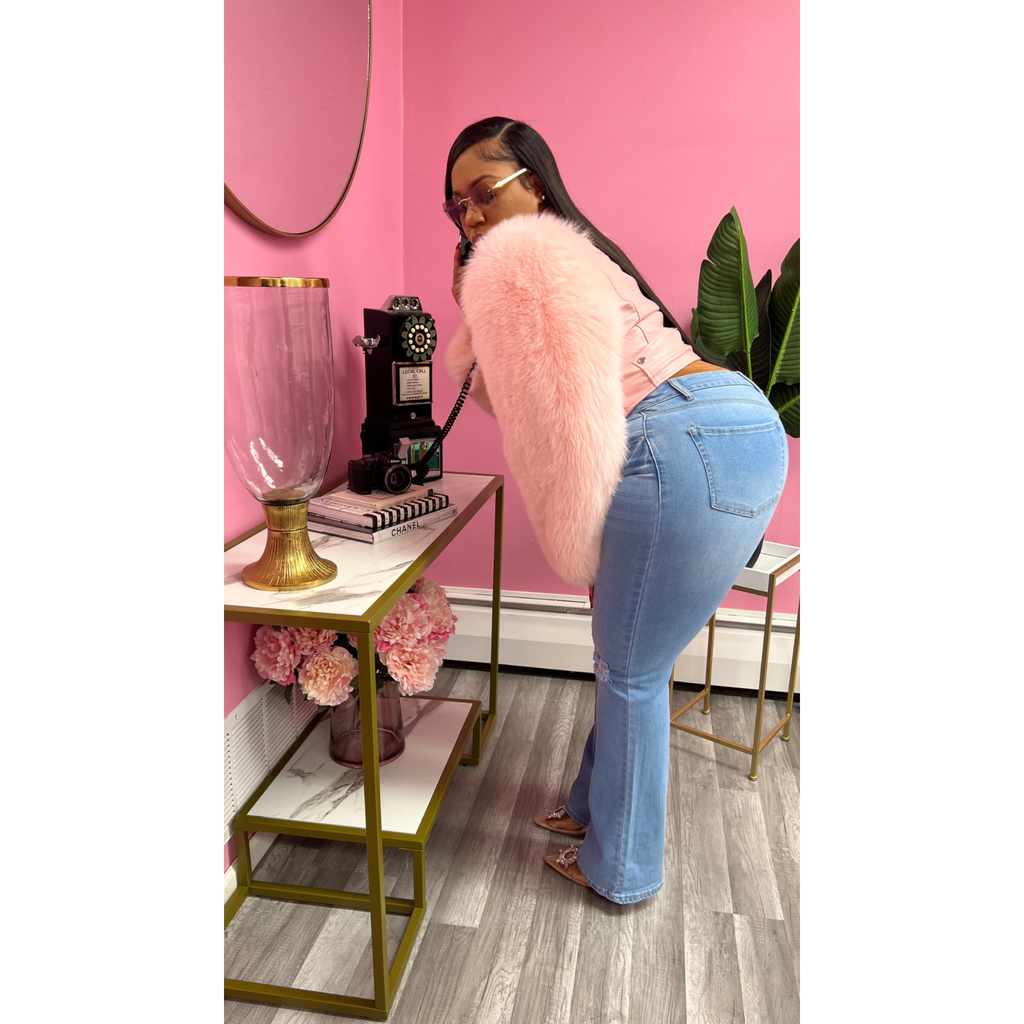 Foxy Fur Biker Jacket (BubbleGum Pink) The Fashion bar