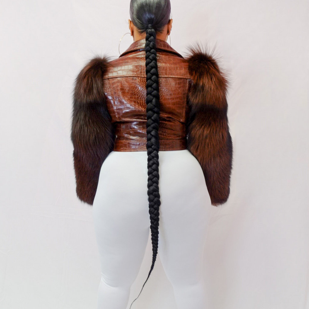 Foxy Fur Biker Jacket (Cognac) The Fashion bar