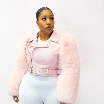 Foxy Fur Biker Jacket (BubbleGum Pink) The Fashion bar