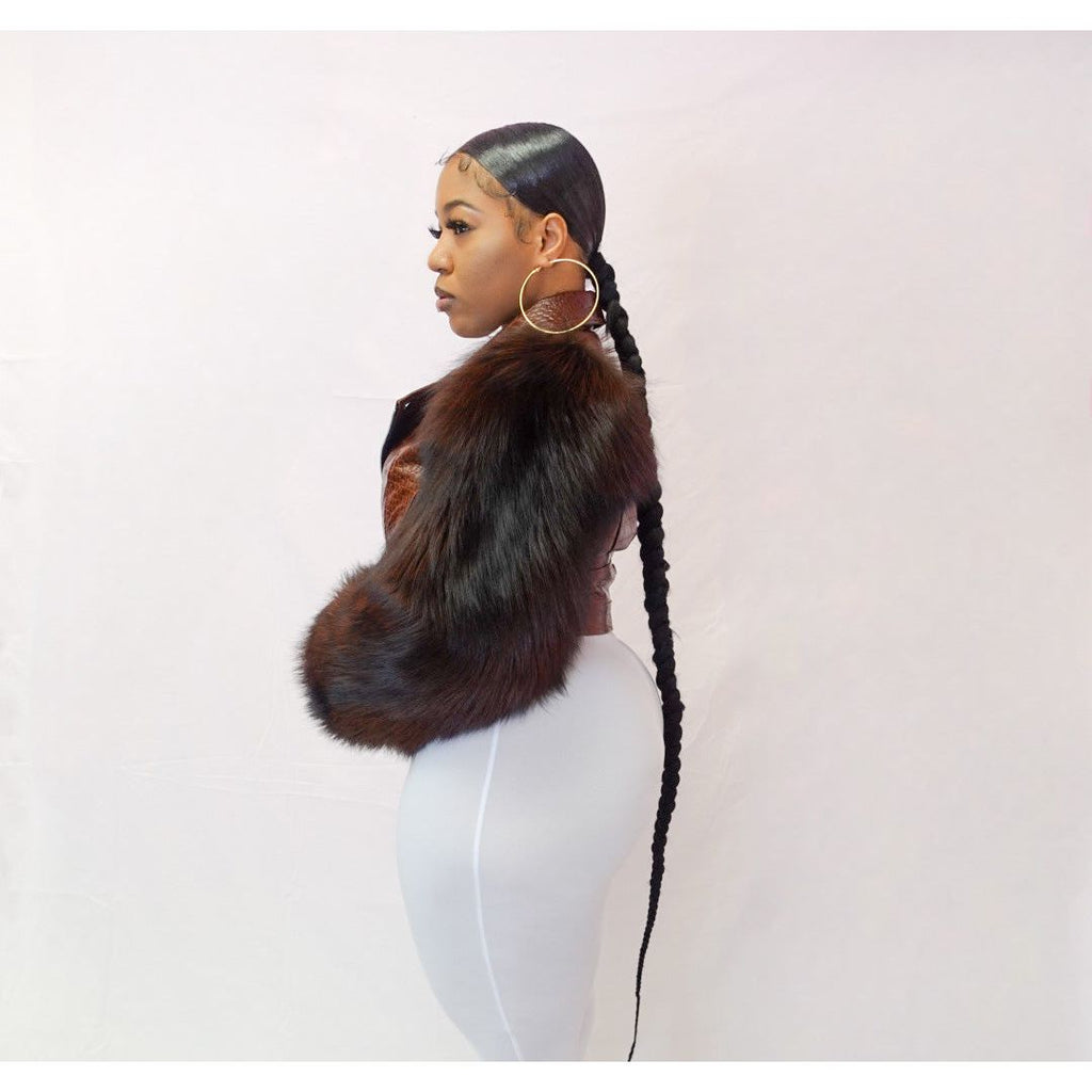 Foxy Fur Biker Jacket (Cognac) The Fashion bar