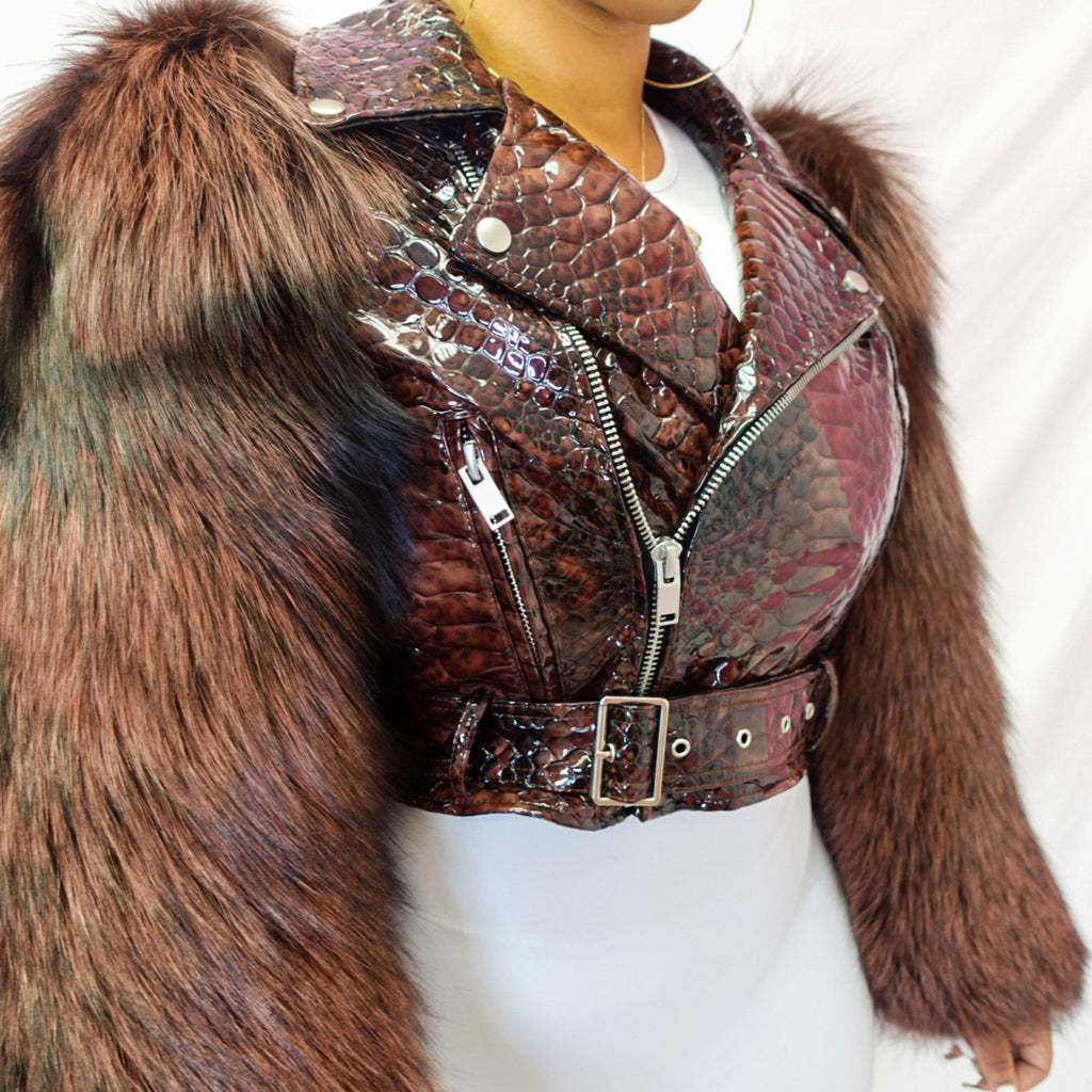 Foxy Fur Biker Jacket (Blush Rose) The Fashion bar